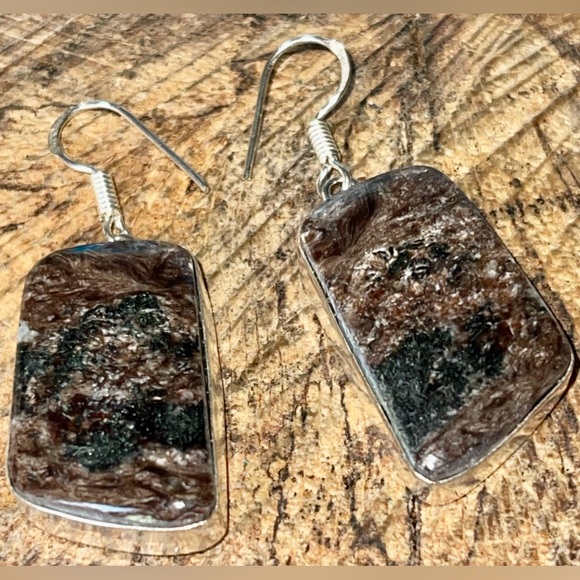 Dark “Stone of Transformation” Charoite Earrings 2” - Picture 9 of 12